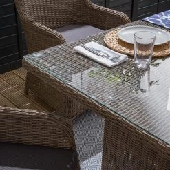 Table de jardin Villebon I - Verre de sécurité / Polyrotin - Marron -Tables de jardin Soldes 2022 1000117650 180914 07323012 GALLERYIMAGES P000000001000117650