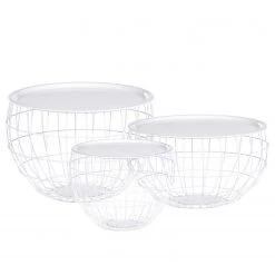 Fredriks Tables d'appoint Furada (lot de 3) - (Lot de 3) - Aluminium - Blanc