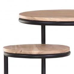 Ars manufacti Table d’appoint Soltas II - Acacia massif / Métal - Acacia / Noir -Tables de jardin Soldes 2022 1000124009 180803 14033063 GALLERYIMAGES P000000001000124009