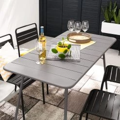Table de jardin Utah - Fer - Gris - Largeur : 140 cm -Tables de jardin Soldes 2022 1000134347 190619 11253200009 MOOD GALLERYIMAGES P000000001000134347 mood