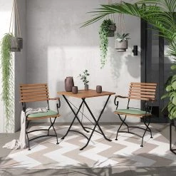 Table de jardin Tuscany - Acacia massif / Acier - Acacia / Noir -Tables de jardin Soldes 2022 1000135896 200110 10372000004 MOOD DETAILS P000000001000135896 mood