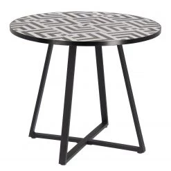 Julià Grup Bout de canapé Tella - Acier / Marbre - Noir / Blanc