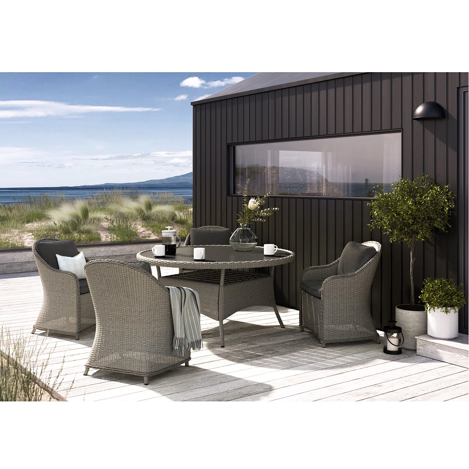 Table de jardin Clover II - Polypropylène / Polywood - Gris 4 Table de jardin Clover II - Polypropylène / Polywood - Gris – Image 2