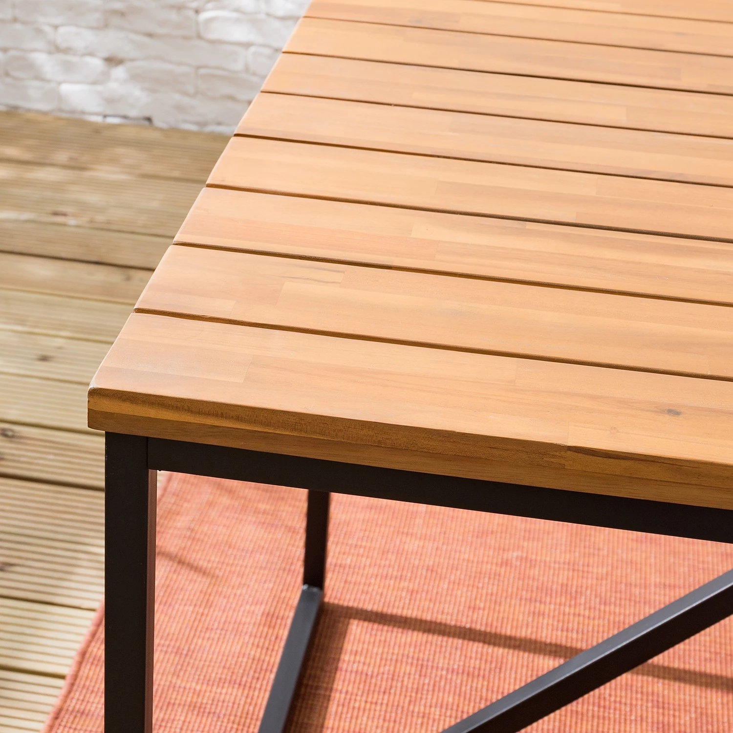 Table de jardin LeRoy - Acacia massif / Acier - Marron / Noir 8 Table de jardin LeRoy - Acacia massif / Acier - Marron / Noir – Image 6