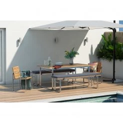 Table de jardin Teakline DeLuxe I - Acier / Teck massif - Marron / Argenté -Tables de jardin Soldes 2022 1000218763 210623 14230800002 MOOD DETAILS P000000001000218763 mood