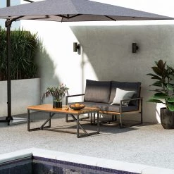 Jardi Table basse extérieur LeRoy - Polyester / Acacia massif - Acacia / Anthracite -Tables de jardin Soldes 2022 1000219437 210615 07540400010 MOOD DETAILS P000000001000219437 mood