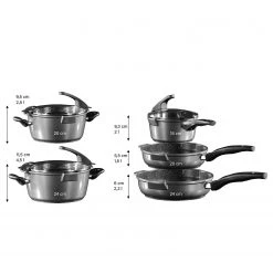 Stoneline Set de cuisson Kean (8 él. ) - Aluminium - Anthracite -Tables de jardin Soldes 2022 1000279535 210804 08533800038 SKETCH DETAILS P000000001000279535 sketch