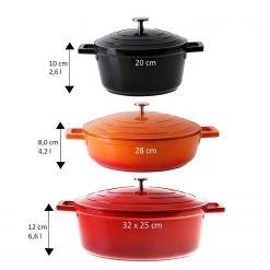 Stoneline Set de cocottes Luvos (3 éléments) - Aluminium - Rouge / Noir / Orange - ø 20 cm -Tables de jardin Soldes 2022 1000279578 210804 08564400624 SKETCH DETAILS P000000001000279578 sketch