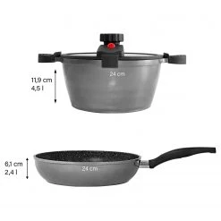 Stoneline Set cuisson vapeur Lintmill - Aluminium - Anthracite - ø 24 cm -Tables de jardin Soldes 2022 1000279583 210804 08561900582 DETAILS P000000001000279583