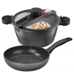 Stoneline Set cuisson vapeur Lintmill - Aluminium - Anthracite - ø 24 cm