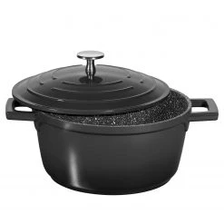 Stoneline Mini-Cocotte avec couvercle Lunsen - Aluminium - Noir - ø 20 cm