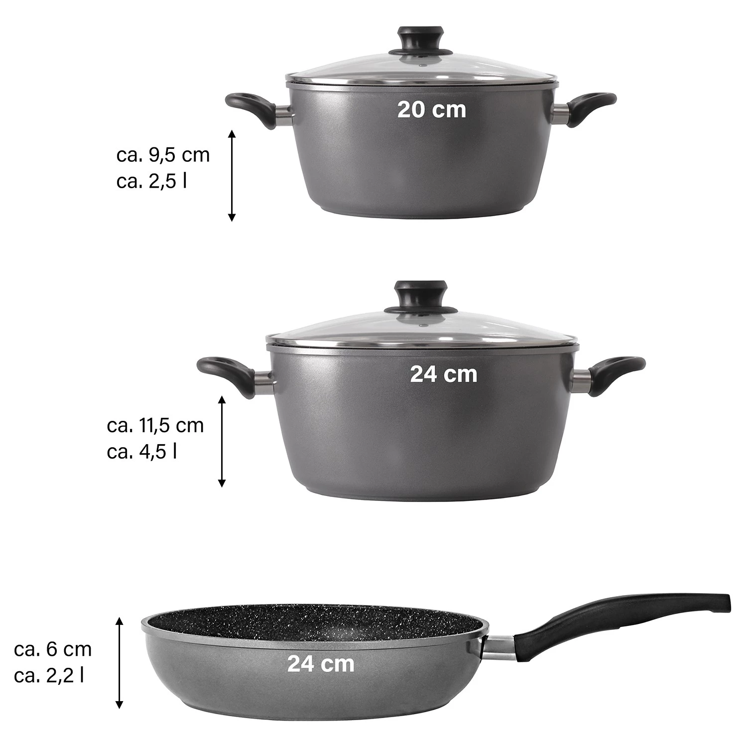 Stoneline Batterie de cuisine Columbia (5 élém.) - Aluminium - Anthracite 5 Stoneline Batterie de cuisine Columbia (5 élém.) - Aluminium - Anthracite – Image 3