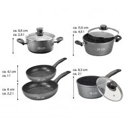 Stoneline Batterie de cuisine Bradyville (8 élém.) - Aluminium - Anthracite - ø 24 cm -Tables de jardin Soldes 2022 1000279616 210804 08550600428 SKETCH DETAILS P000000001000279616 sketch