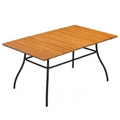 Table de jardin Beeley I - Acier / Acacia massif - Marron / Noir -Tables de jardin Soldes 2022 1000281069 220318 035 DETAILS P000000001000281069