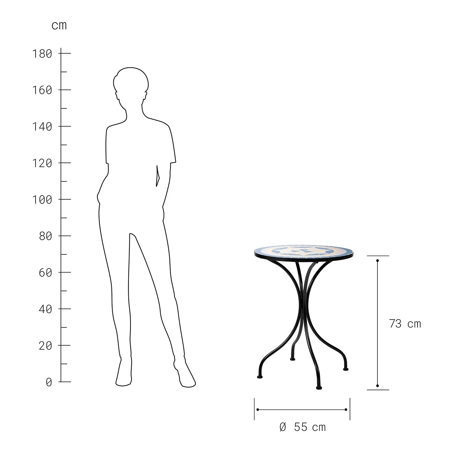 Butlers Table de jardin PALAZZO VI - Fer / Céramique - Bleu 6 Butlers Table de jardin PALAZZO VI - Fer / Céramique - Bleu – Image 5