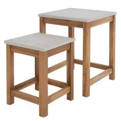 Butlers Tables gigognes CONCRETE (2 éléments) - Partiellement en acacia massif / Béton - Marron