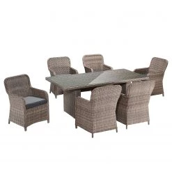 Table de jardin Villebon I - Verre de sécurité / Polyrotin - Marron -Tables de jardin Soldes 2022 gartentisch villebon i sicherheitsglas polyrattan braun 200 x 100 cm 5132148