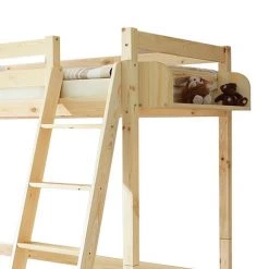 Ticaa Lit mezzanine Matthias - Pin massif Naturel -Tables de jardin Soldes 2022 hochbett matthias kiefer massiv natur 310792