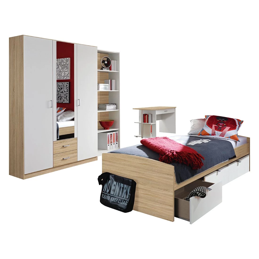 Rauch Blue Ensemble de chambre d'ado Point - 4 éléments - Imitation chêne Sonoma / Blanc alpin 2 Rauch Blue Ensemble de chambre d'ado Point - 4 éléments - Imitation chêne Sonoma / Blanc alpin