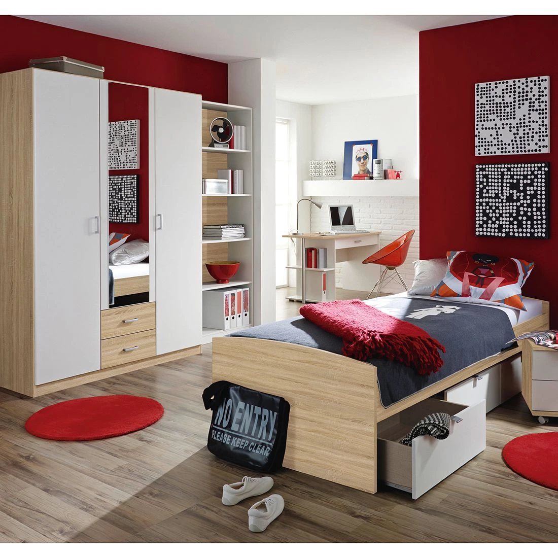 Rauch Blue Ensemble de chambre d'ado Point - 4 éléments - Imitation chêne Sonoma / Blanc alpin 3 Rauch Blue Ensemble de chambre d'ado Point - 4 éléments - Imitation chêne Sonoma / Blanc alpin – Image 2